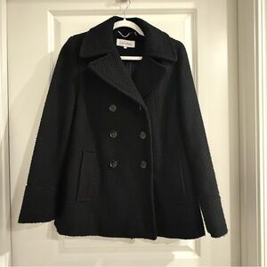 Calvin Klein Classic Double-breasted Black Peacoat (size 4)